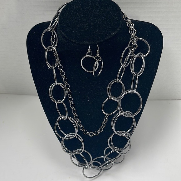 𝅺silver Necklace with rings - Picture 4 of 8